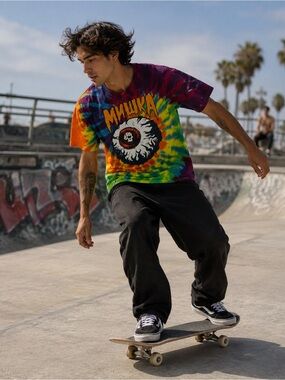 MISHKA NYC MNWKA Flame Eyeball USA Tye Dye Size Medium Short Sleeve Supreme